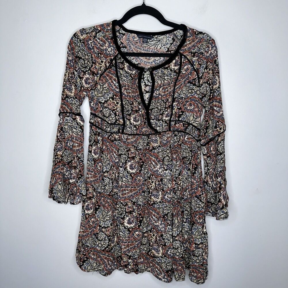 American Eagle Women’s Keyhole Fit And Flare Dress Paisley Print Whimsigoth SZ S - Picture 1 of 5